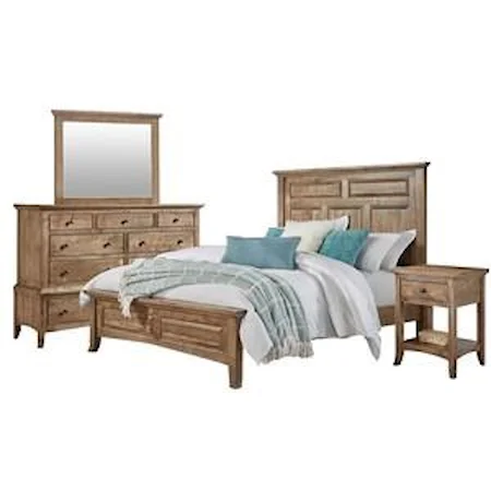 King Bed, 9 Drawer Dresser, Landscape Mirror, and1 Drawer Nightstand